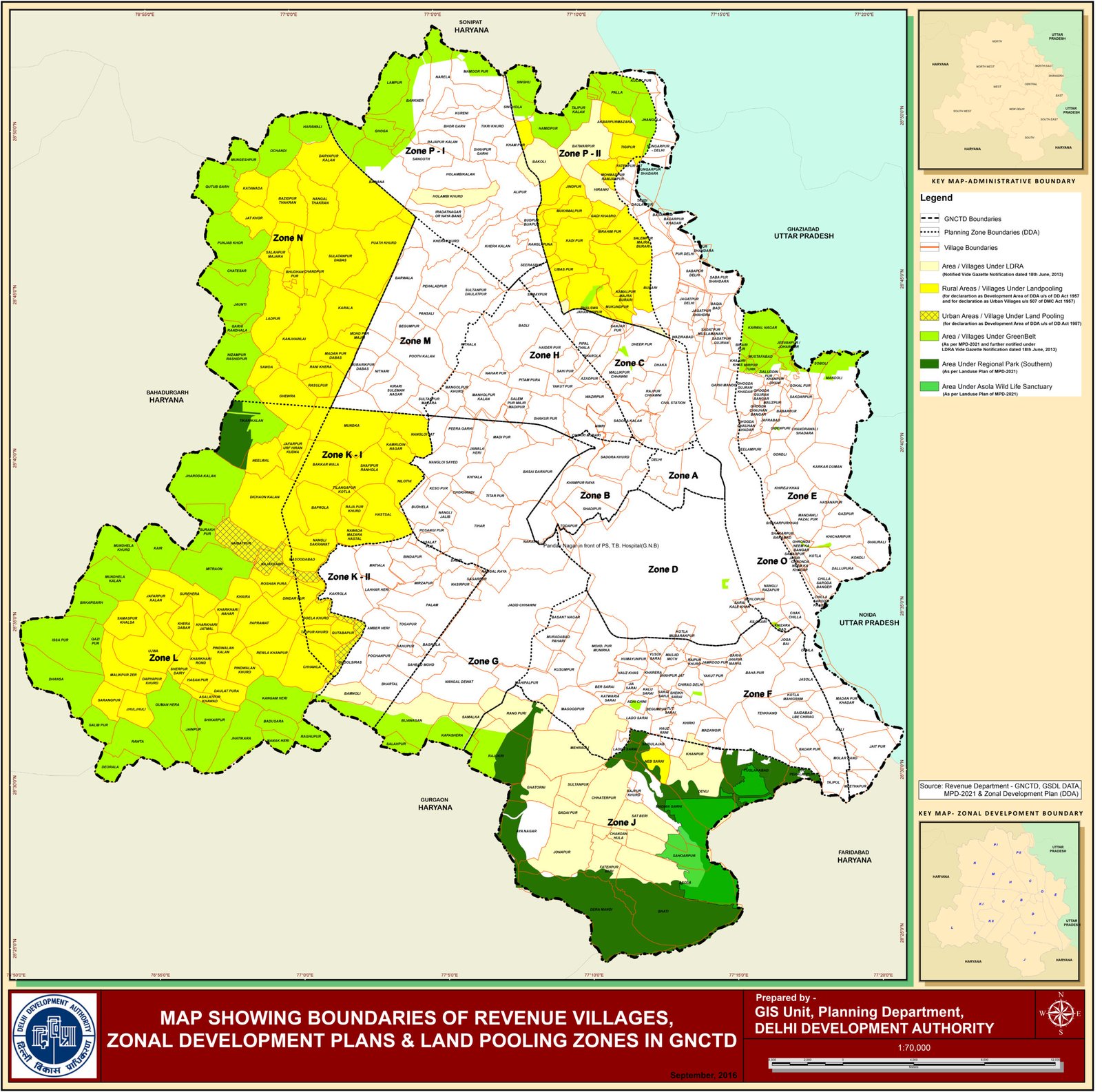 Delhi All R-Zone Villages Map